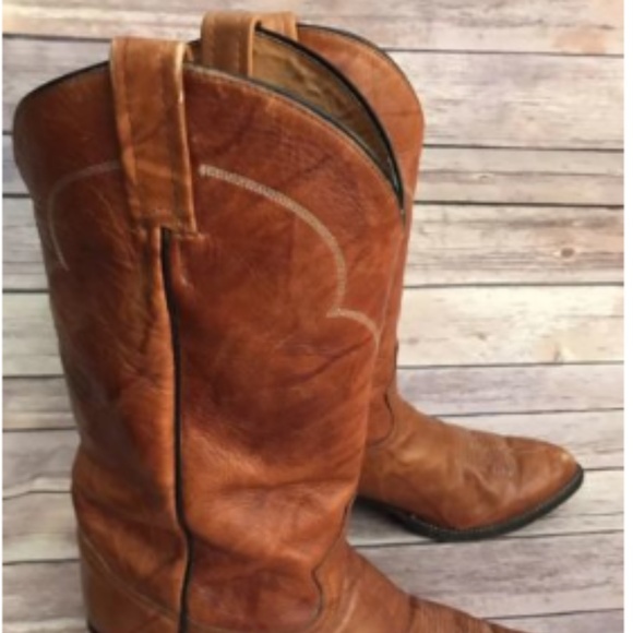 Tony Lama Men Marbled Brown Leather Cowboy Boots main image 6